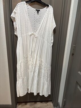 torrid White Eyelet Duster with Tie Front